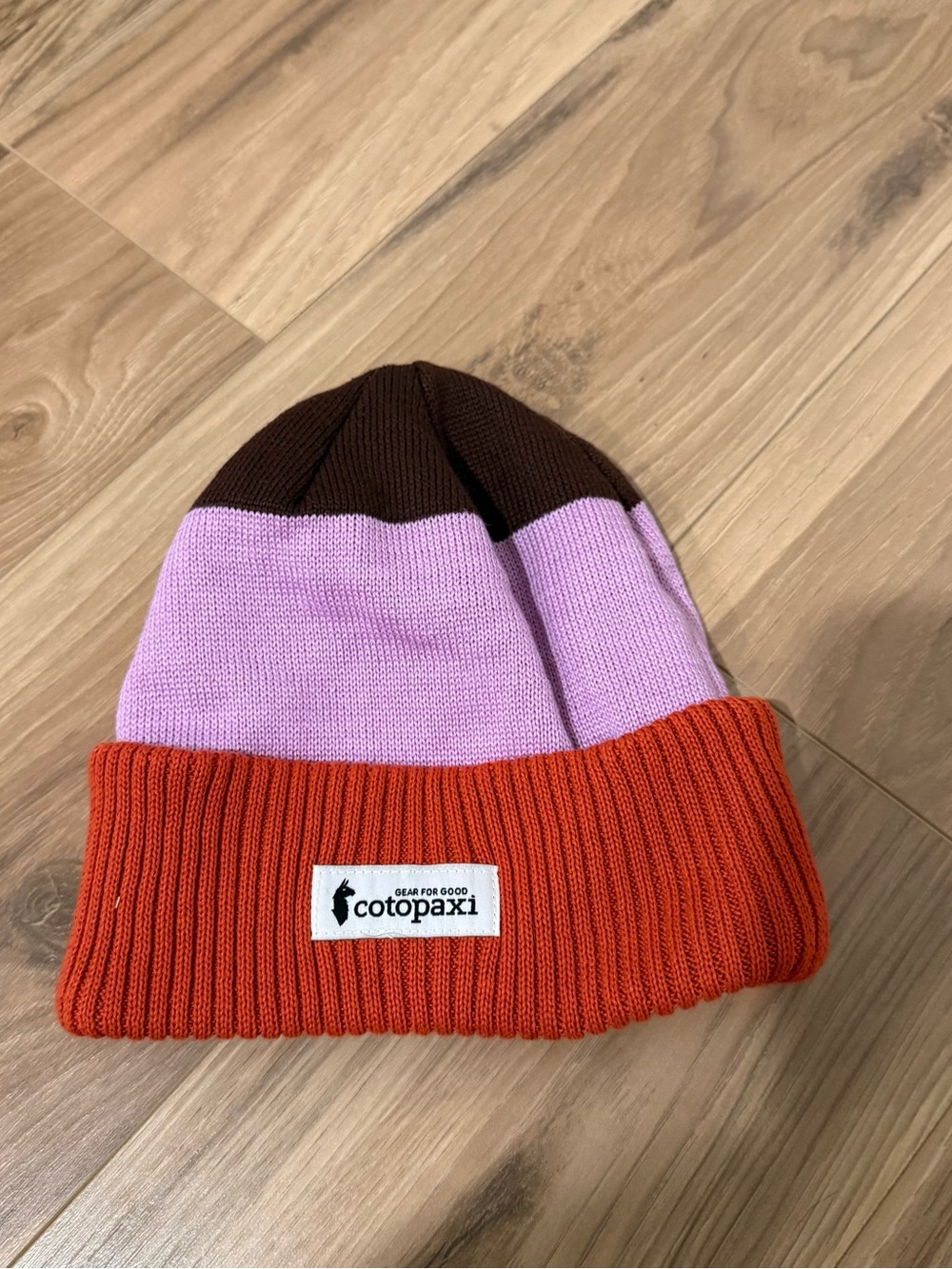 Cotopaxi Colorblock Beanie Orange Pink Brown One Size Winter Warm Hiking Outdoor